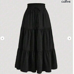 SHEIN Women's Waist Tie Multi-Layered Ruffle Hem Skirt